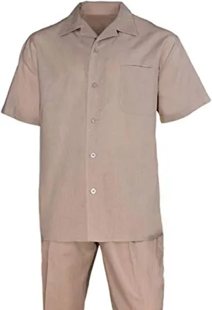 100% Linen Walking Set (Shirt Sleeve Shirt and Long Pant). 5 Colors