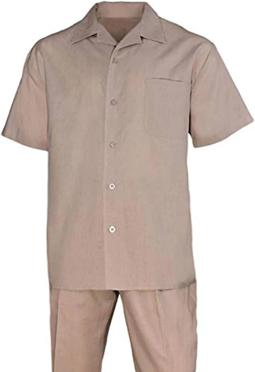 100% Linen Walking Set (Shirt Sleeve Shirt and Long Pant). 5 Colors