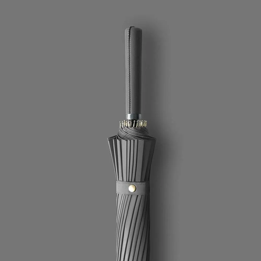 24k Windproof Long Umbrella with Leather Handle