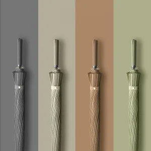 24k Windproof Long Umbrella with Leather Handle