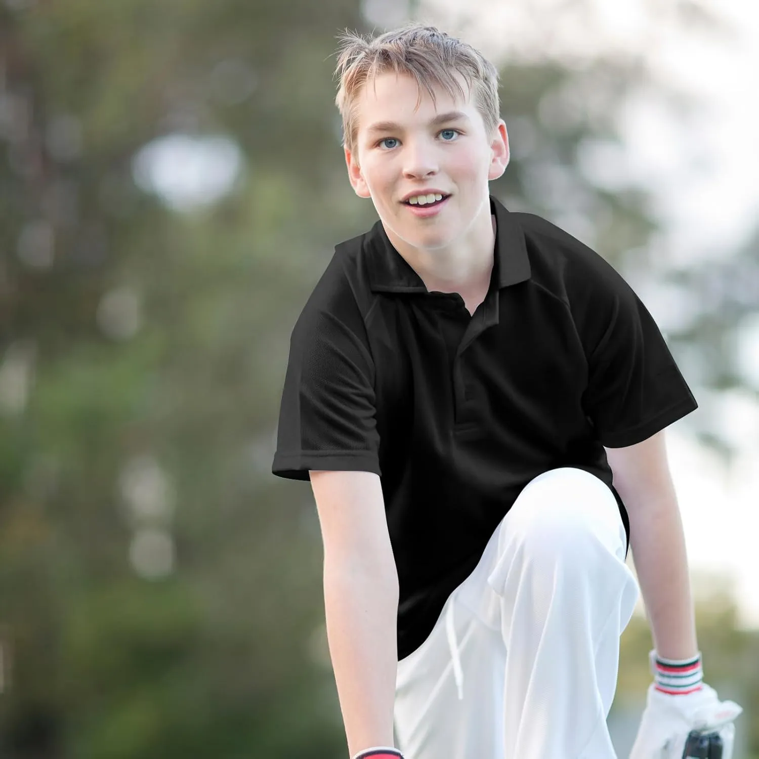 3 Pack Boys Youth Kids Polo Shirt Mesh Athletic Quick Dry Short Sleeve Golf Shirt Moisture Wicking Active Tops(Age 5-16)