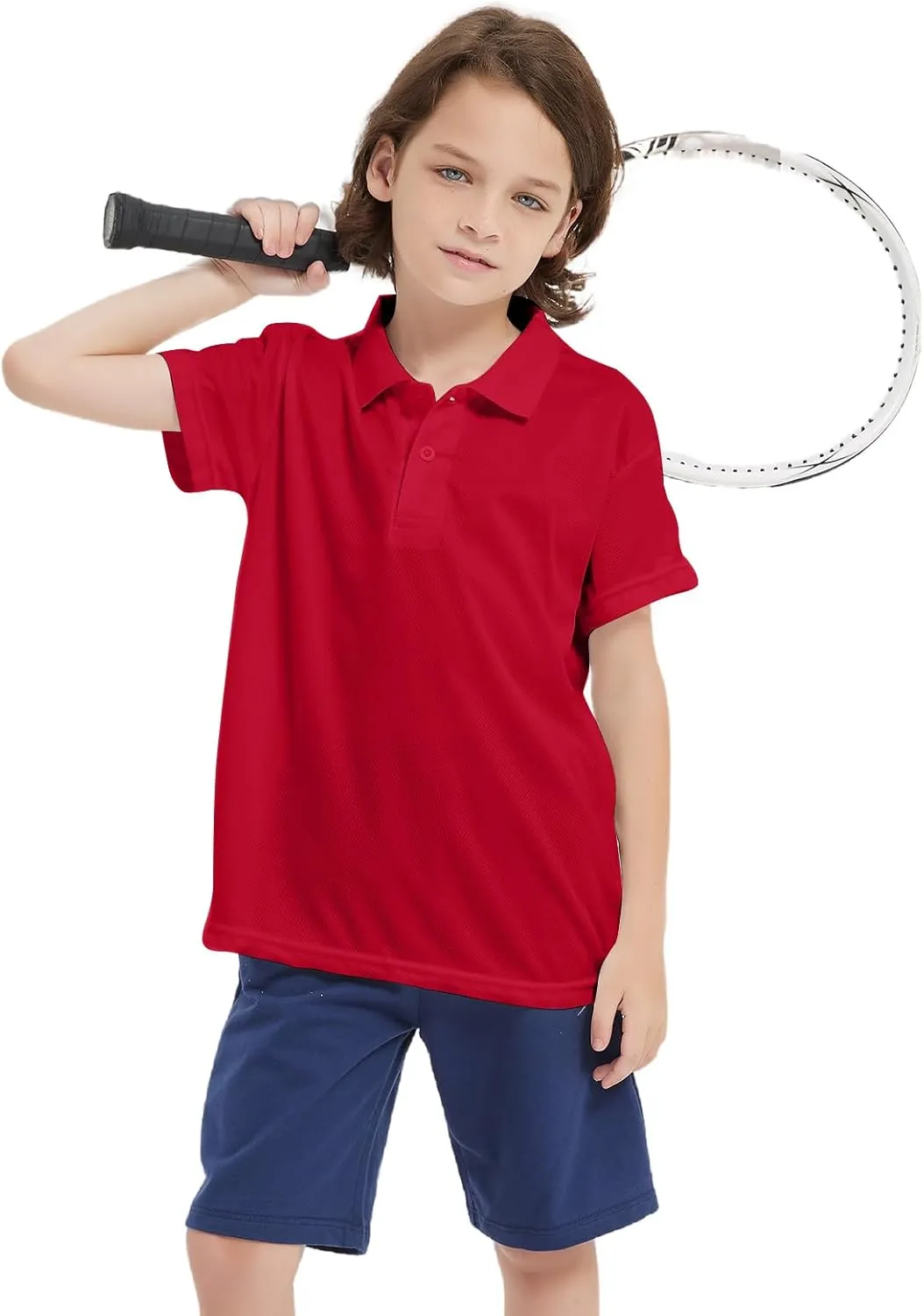 3 Pack Boys Youth Kids Polo Shirt Mesh Athletic Quick Dry Short Sleeve Golf Shirt Moisture Wicking Active Tops(Age 5-16)