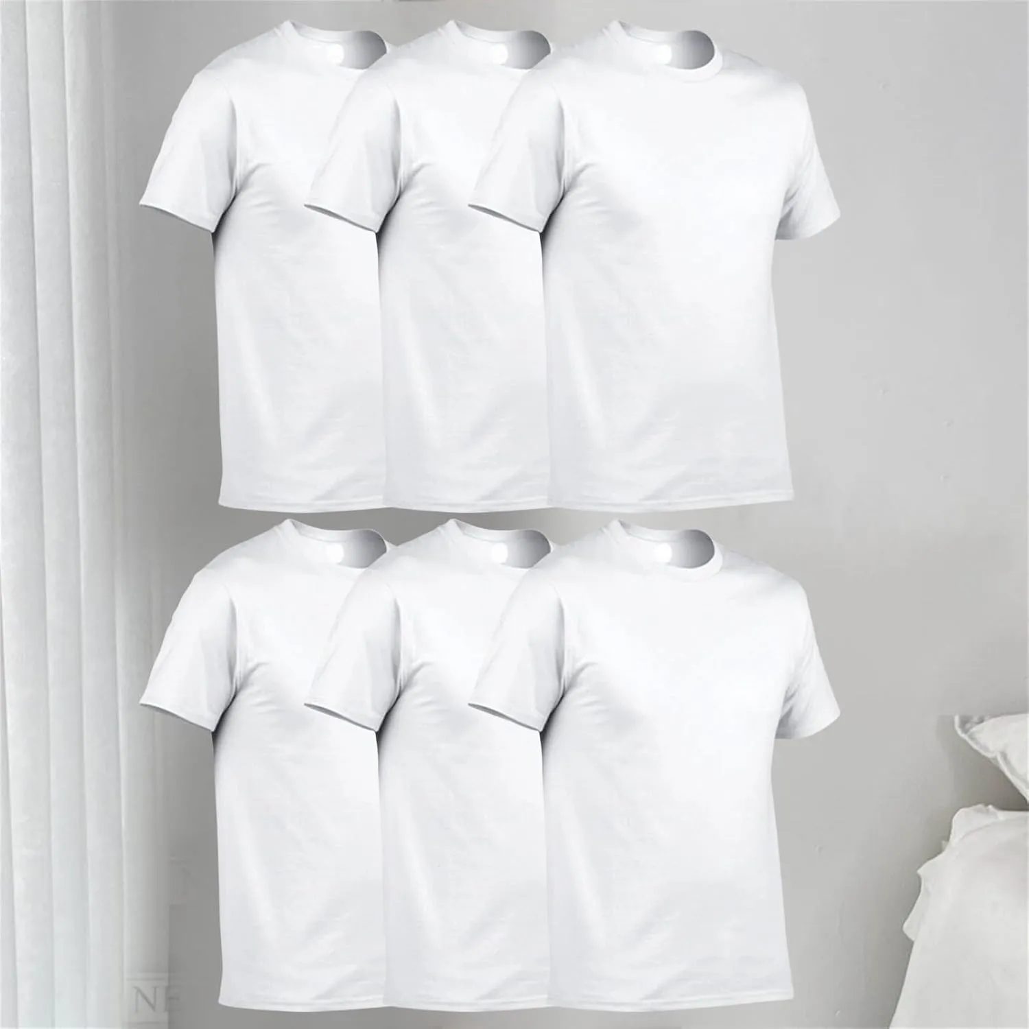 6 Pack Men's Muscle T-Shirts Summer Solid Basic Base Layer Shirts Lightweight Plain Crewneck Short Sleeve T Shirt