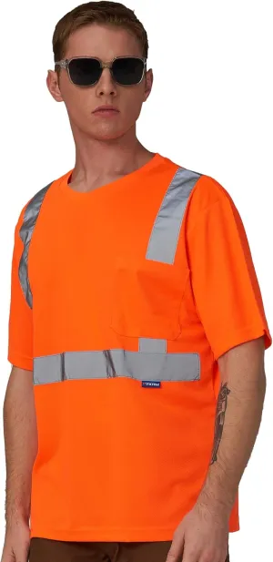A-SAFETY Safety Shirt,High Visibility Work T Shirt Long Short Sleeve Class 3 (XS-6XL)