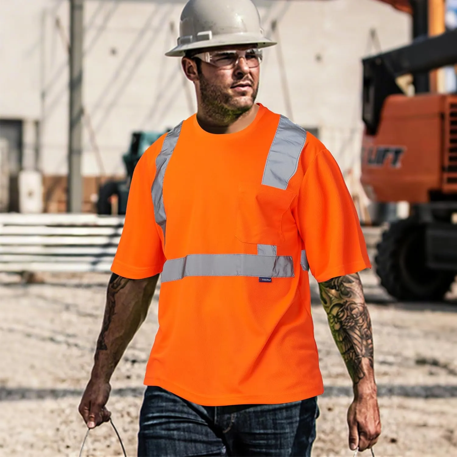 A-SAFETY Safety Shirt,High Visibility Work T Shirt Long Short Sleeve Class 3 (XS-6XL)
