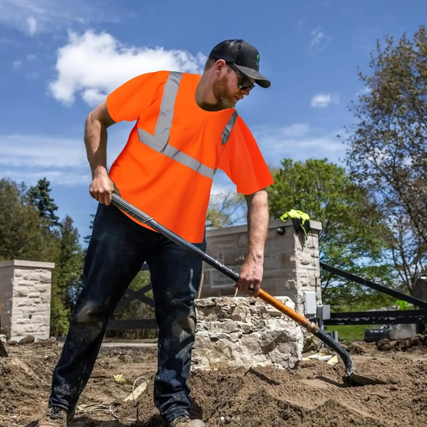 A-SAFETY Safety Shirt,High Visibility Work T Shirt Long Short Sleeve Class 3 (XS-6XL)