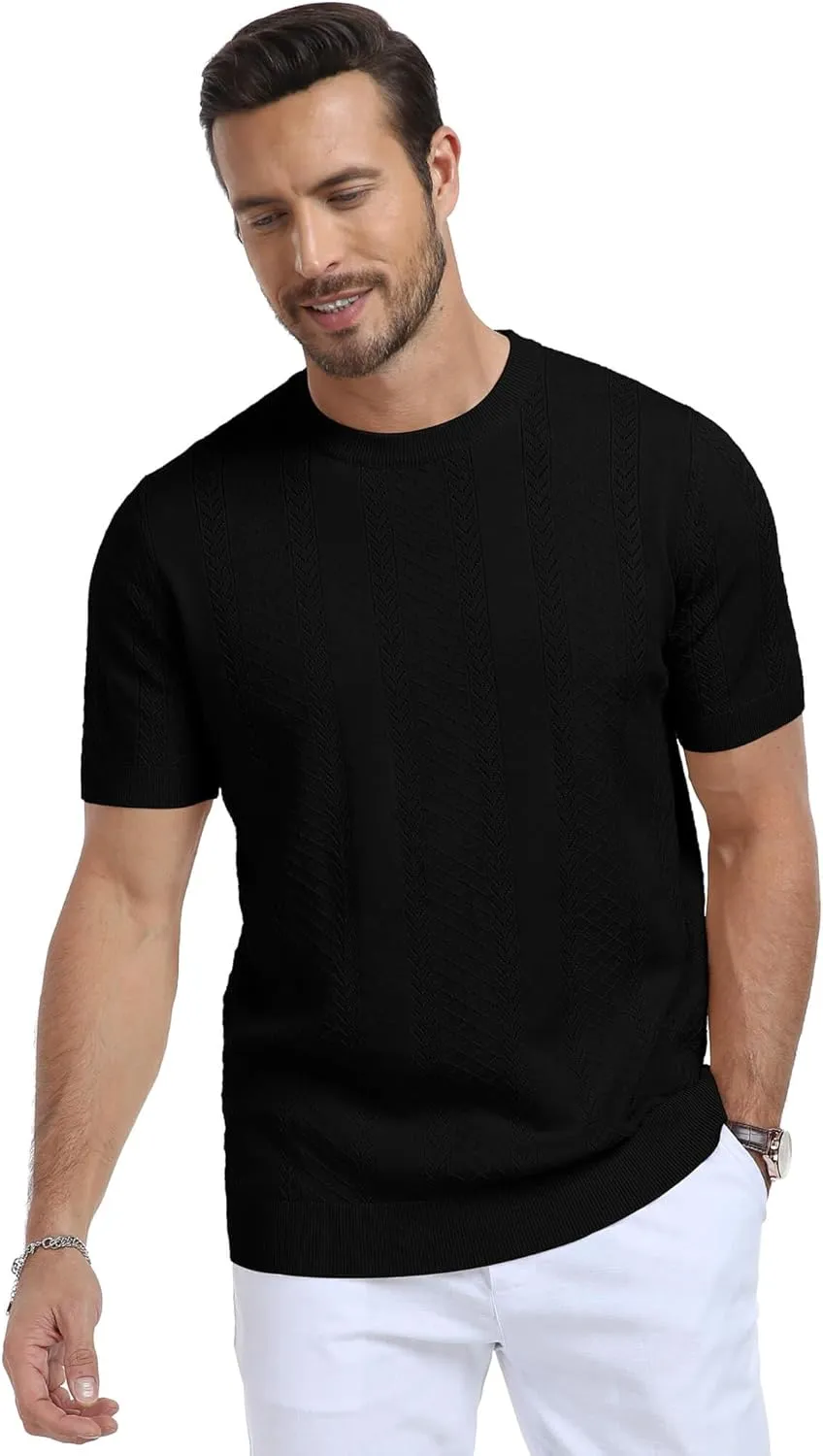 Aiyino Men's Knit T-Shirt Short Sleeve Tee Crewneck Sweater Shirt Casual Pullover Tops