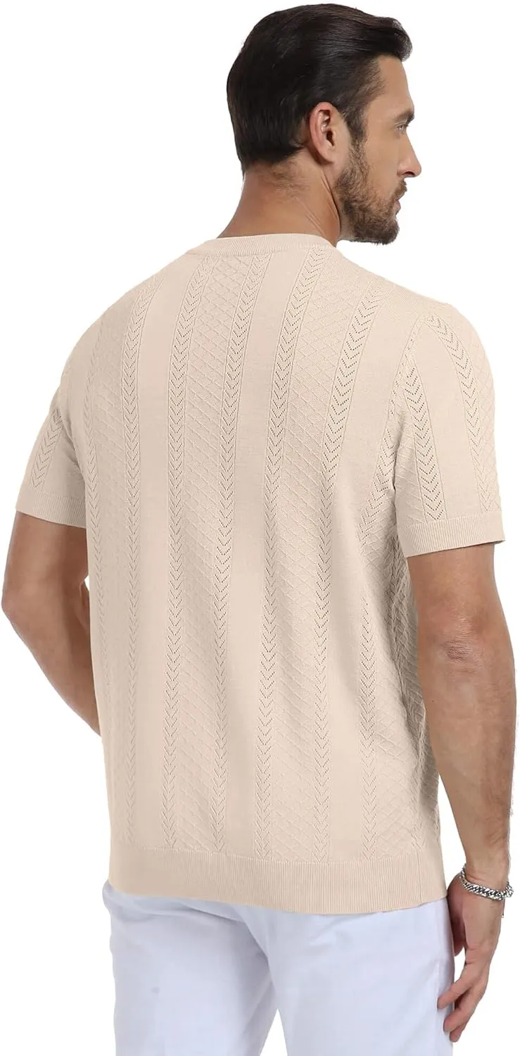Aiyino Men's Knit T-Shirt Short Sleeve Tee Crewneck Sweater Shirt Casual Pullover Tops