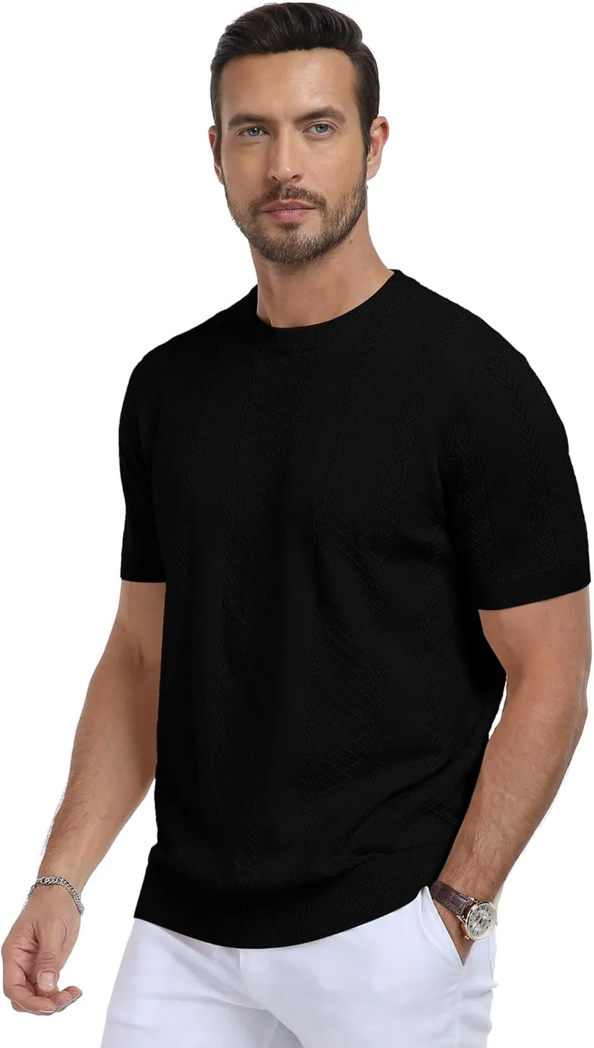 Aiyino Men's Knit T-Shirt Short Sleeve Tee Crewneck Sweater Shirt Casual Pullover Tops