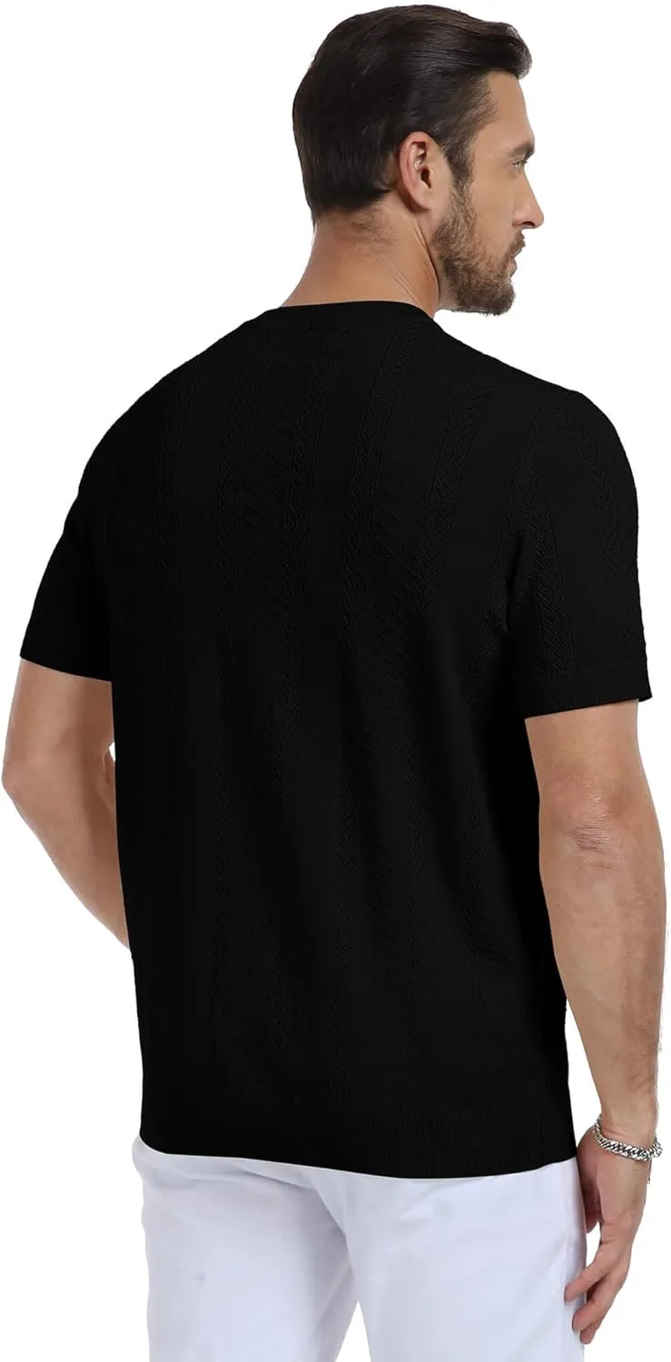 Aiyino Men's Knit T-Shirt Short Sleeve Tee Crewneck Sweater Shirt Casual Pullover Tops