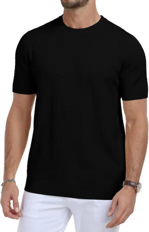 Aiyino Men's Knit T-Shirt Short Sleeve Tee Crewneck Sweater Shirt Casual Pullover Tops