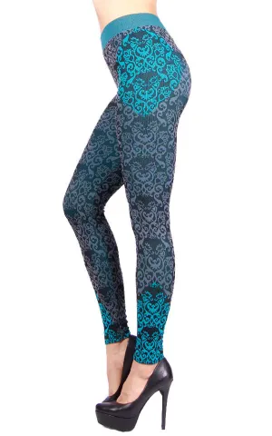 AL15166 Blue Multi Printed Seamless Leggings