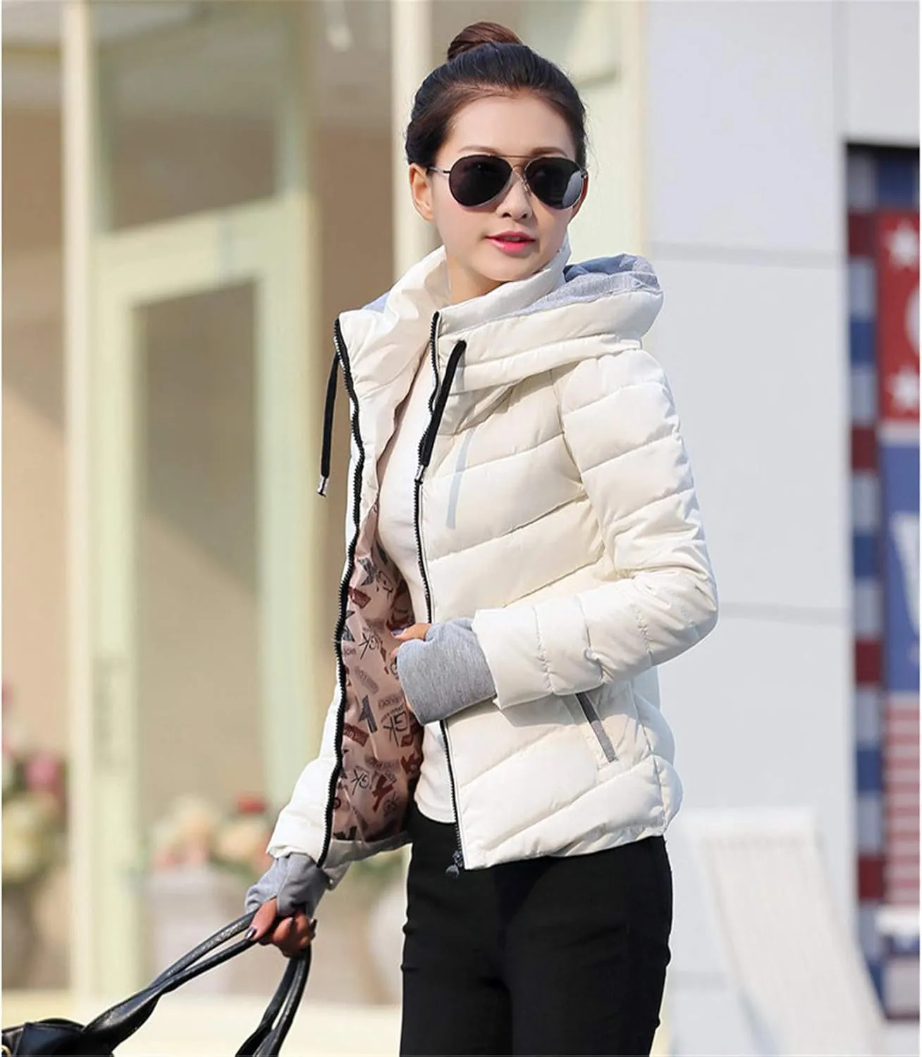 Andongnywell Womem's Stand Collar Packable Short Down Jackets Winter Downs Padded Overcoats Outwears
