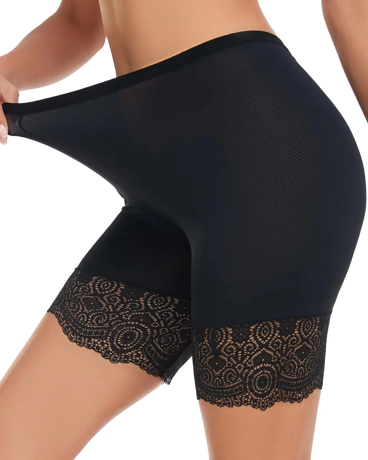 Anti Chafing Shorts Women Mesh Cooling Slip Shorts for Under Dresses Boyshorts Panties Lace under shorts