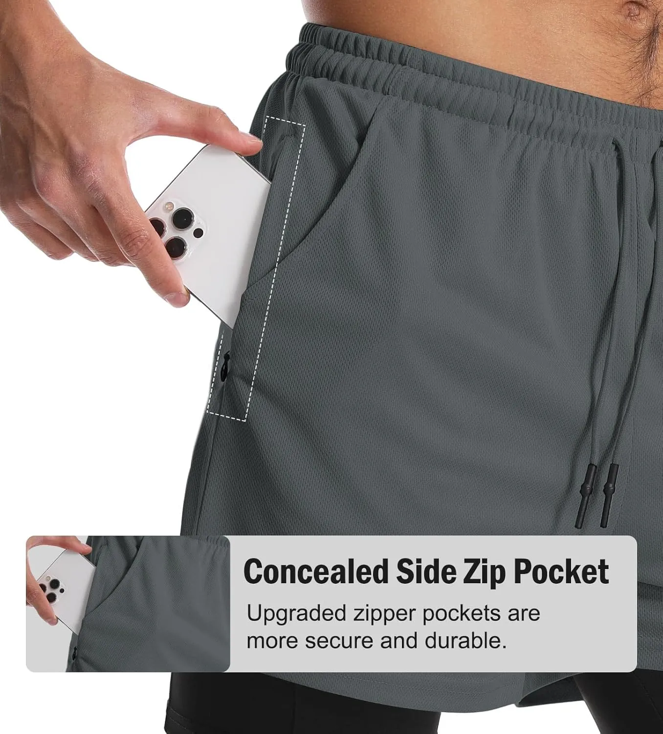 Aolesy Men's 2 in 1 Running Shorts Quick Dry Gym Shorts 5" Athletic Shorts Workout Shorts with Pockets