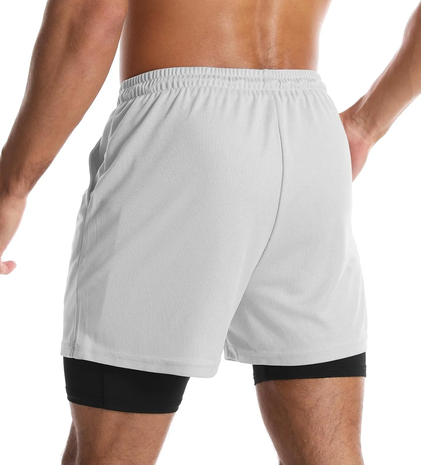 Aolesy Men's 2 in 1 Running Shorts Quick Dry Gym Shorts 5" Athletic Shorts Workout Shorts with Pockets