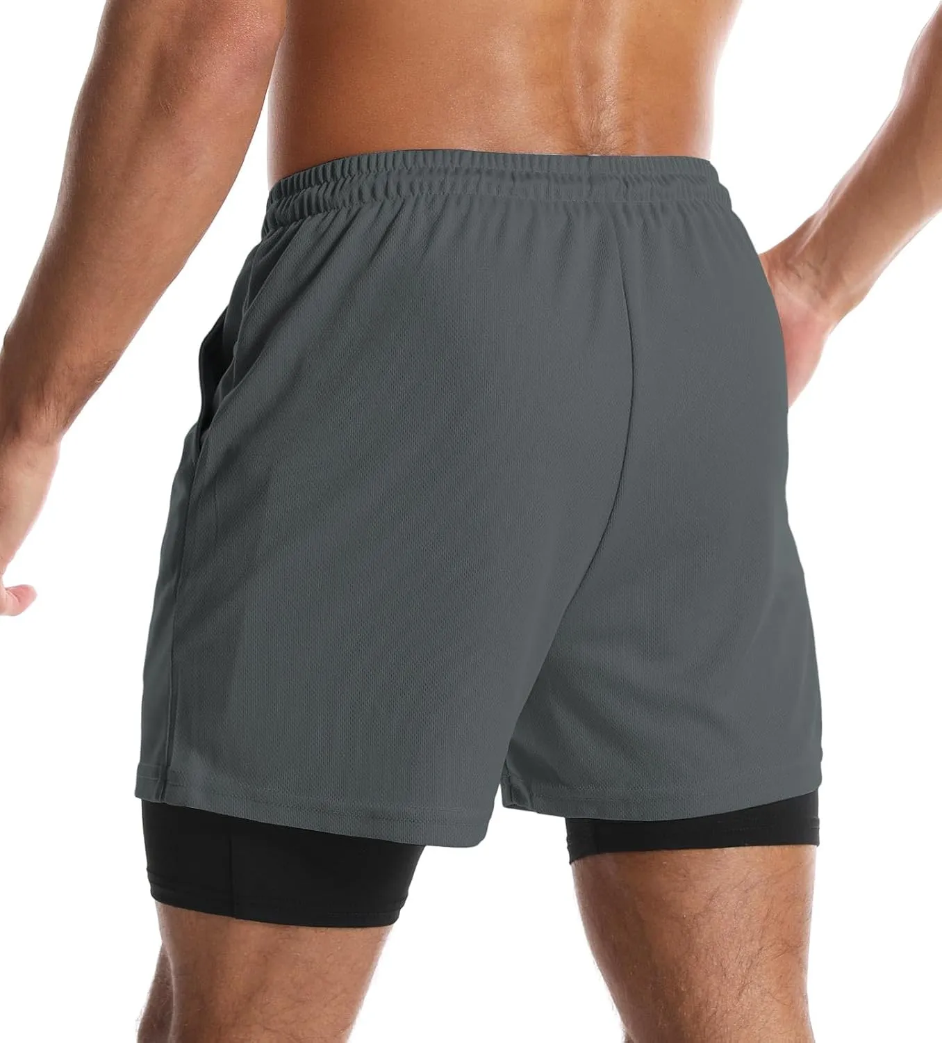 Aolesy Men's 2 in 1 Running Shorts Quick Dry Gym Shorts 5" Athletic Shorts Workout Shorts with Pockets