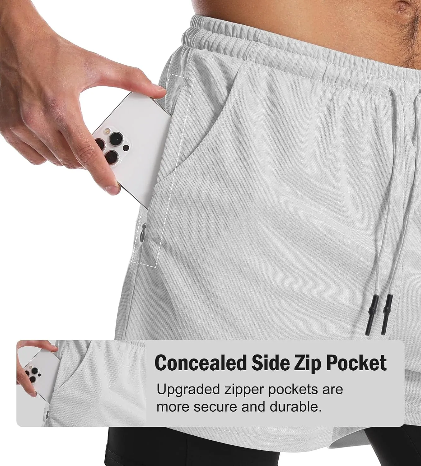 Aolesy Men's 2 in 1 Running Shorts Quick Dry Gym Shorts 5" Athletic Shorts Workout Shorts with Pockets