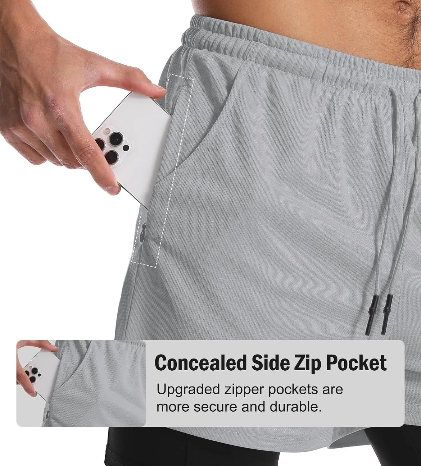 Aolesy Men's 2 in 1 Running Shorts Quick Dry Gym Shorts 5" Athletic Shorts Workout Shorts with Pockets