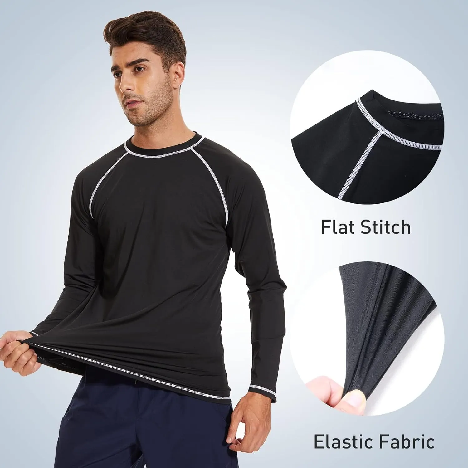 Arcweg Rash Guard Men Swim Shirt Long Sleeves Diving Rash Vest Fit Top T-Shirt
