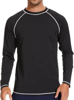 Arcweg Rash Guard Men Swim Shirt Long Sleeves Diving Rash Vest Fit Top T-Shirt