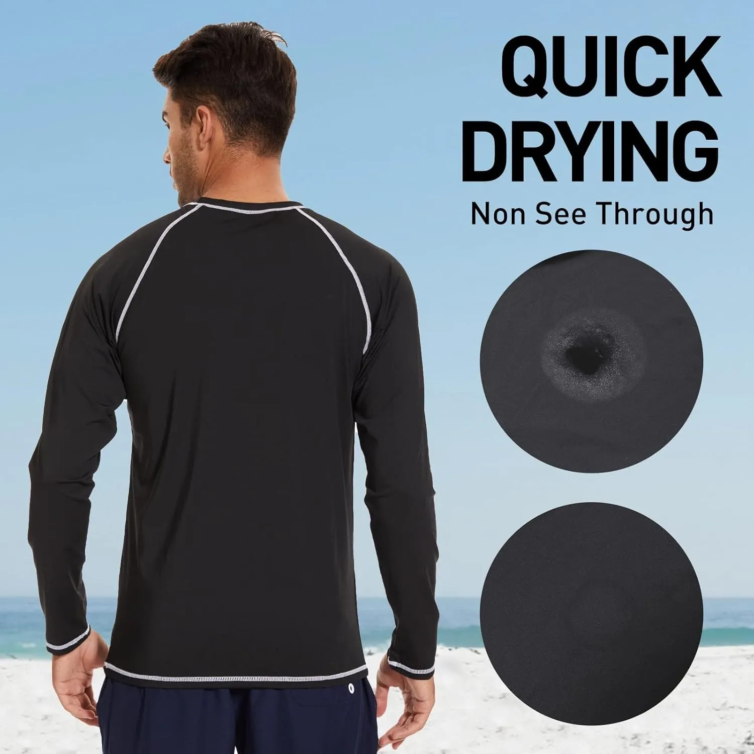 Arcweg Rash Guard Men Swim Shirt Long Sleeves Diving Rash Vest Fit Top T-Shirt