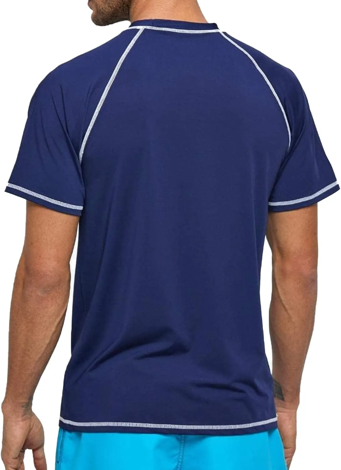 Arcweg Rashguard Men Swim Short Sleeves Diving UV Protection UPF 50  Elastic Rash Vest Loose Fit Top Swimming Quick Drying