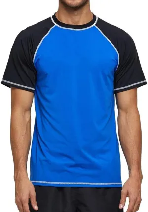 Arcweg Rashguard Men Swim Short Sleeves Diving UV Protection UPF 50  Elastic Rash Vest Loose Fit Top Swimming Quick Drying