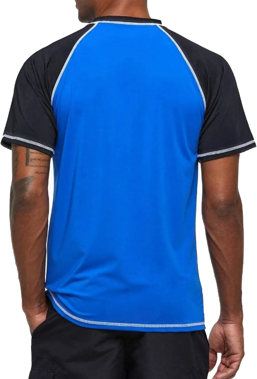 Arcweg Rashguard Men Swim Short Sleeves Diving UV Protection UPF 50  Elastic Rash Vest Loose Fit Top Swimming Quick Drying