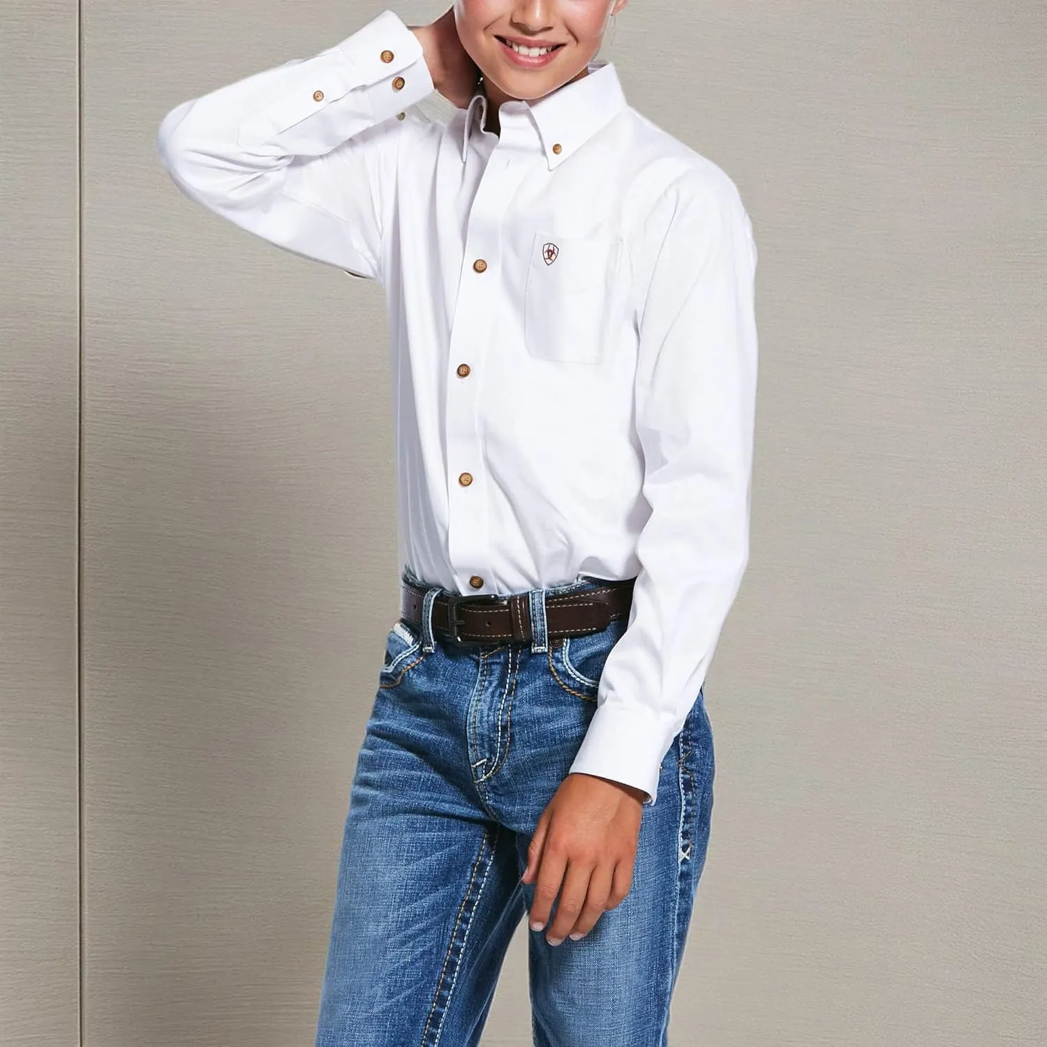 Ariat Boys' Solid Twill Classic Fit Shirt