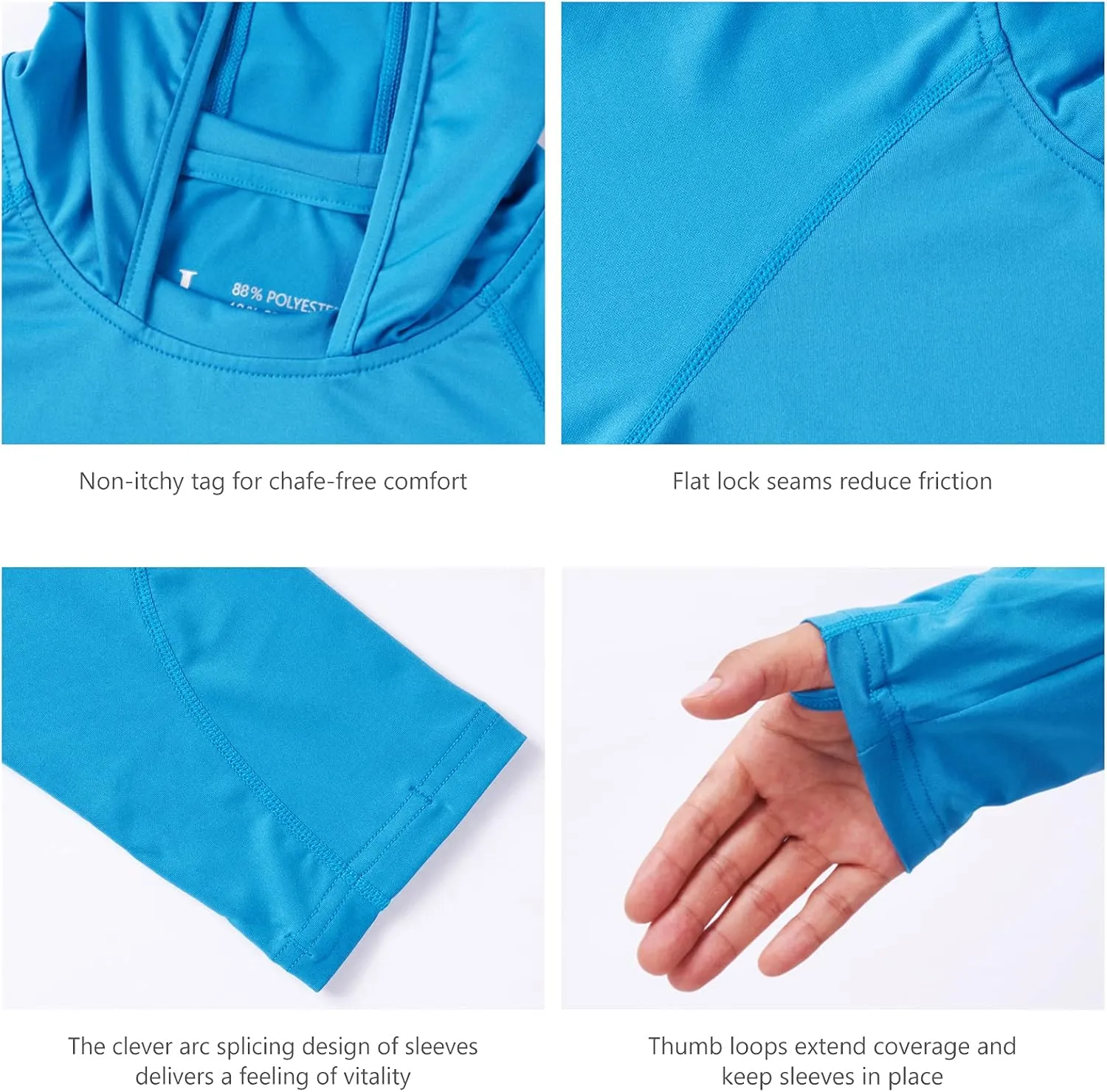 BASSDASH Youth UPF50  Performance T Shirt with Hood Long Sleeve Fishing Hiking Sun Shirt FS03Y