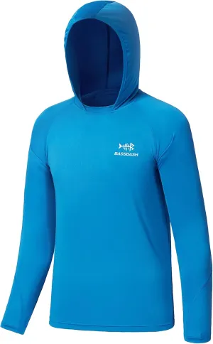 BASSDASH Youth UPF50  Performance T Shirt with Hood Long Sleeve Fishing Hiking Sun Shirt FS03Y
