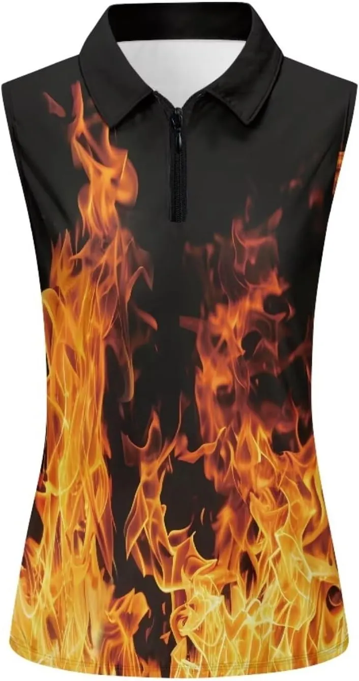 Belidome Women's Zip Up Golf Shirt Tank Sleeve Tops Tennis Outfit T-Shirt Tee Pullover