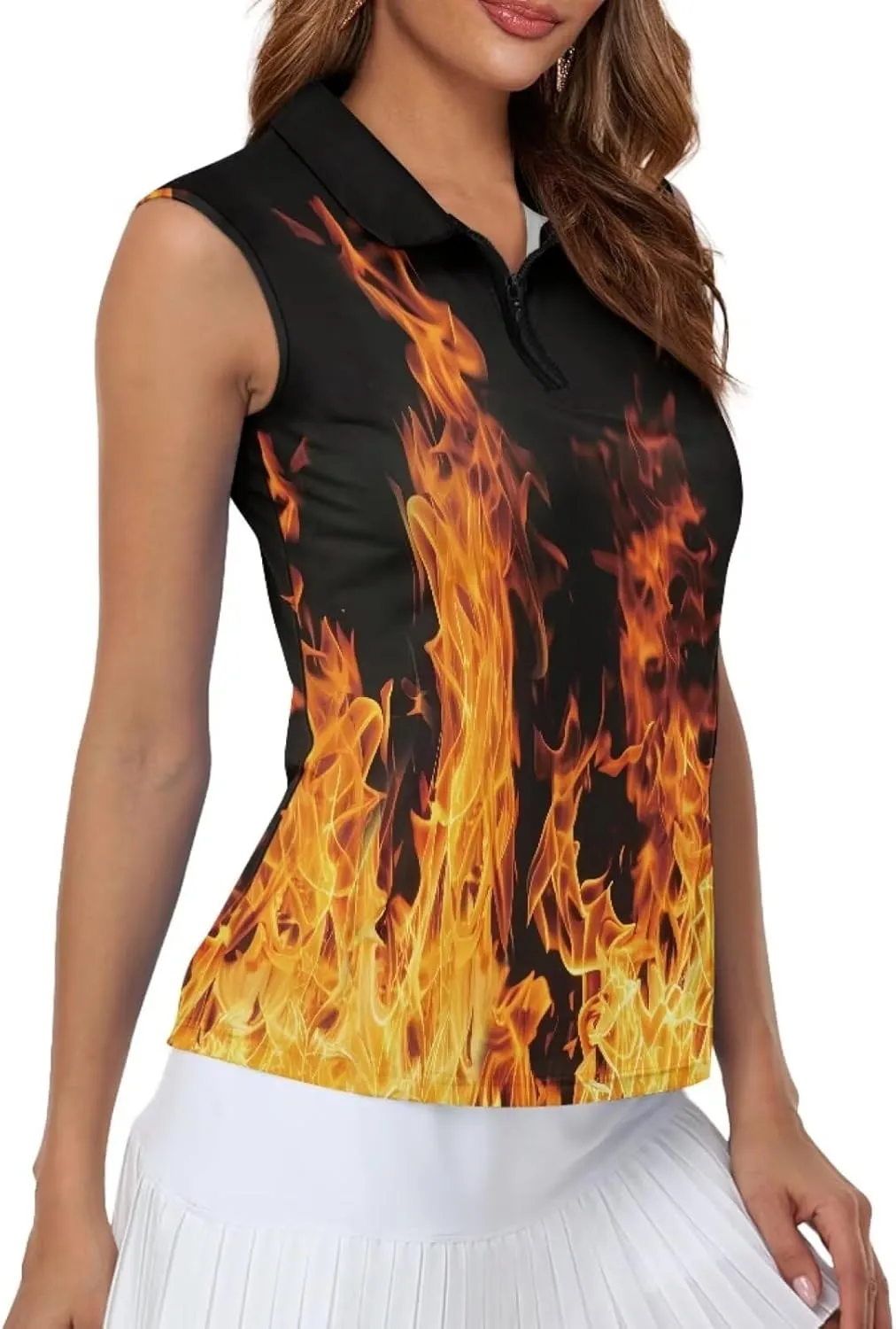 Belidome Women's Zip Up Golf Shirt Tank Sleeve Tops Tennis Outfit T-Shirt Tee Pullover