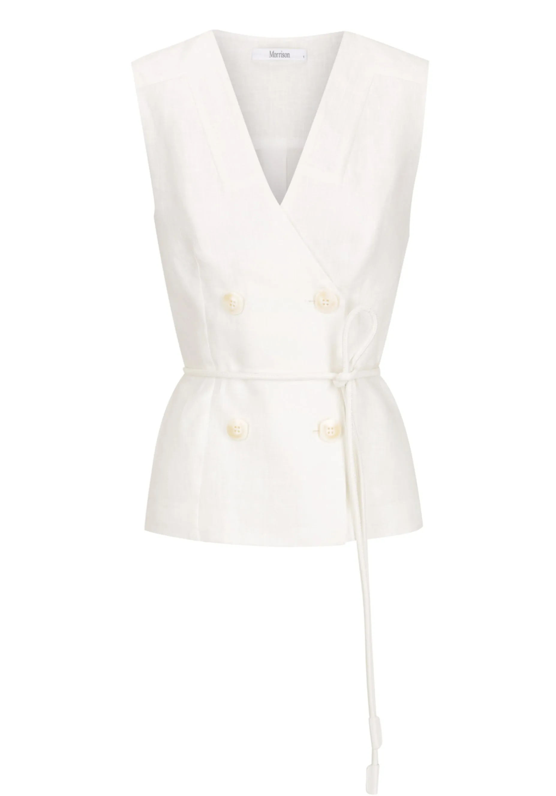 Belle Linen Vest_Ivory