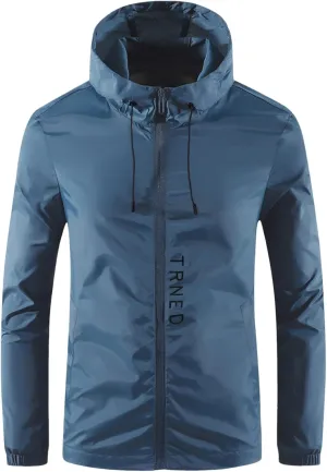 BIFUTON Waterproof Jackets for Men Lightweight Full Zip Up Hoodie Long Sleeve Windbreaker Jackets Outdoor Hiking Trench Coats