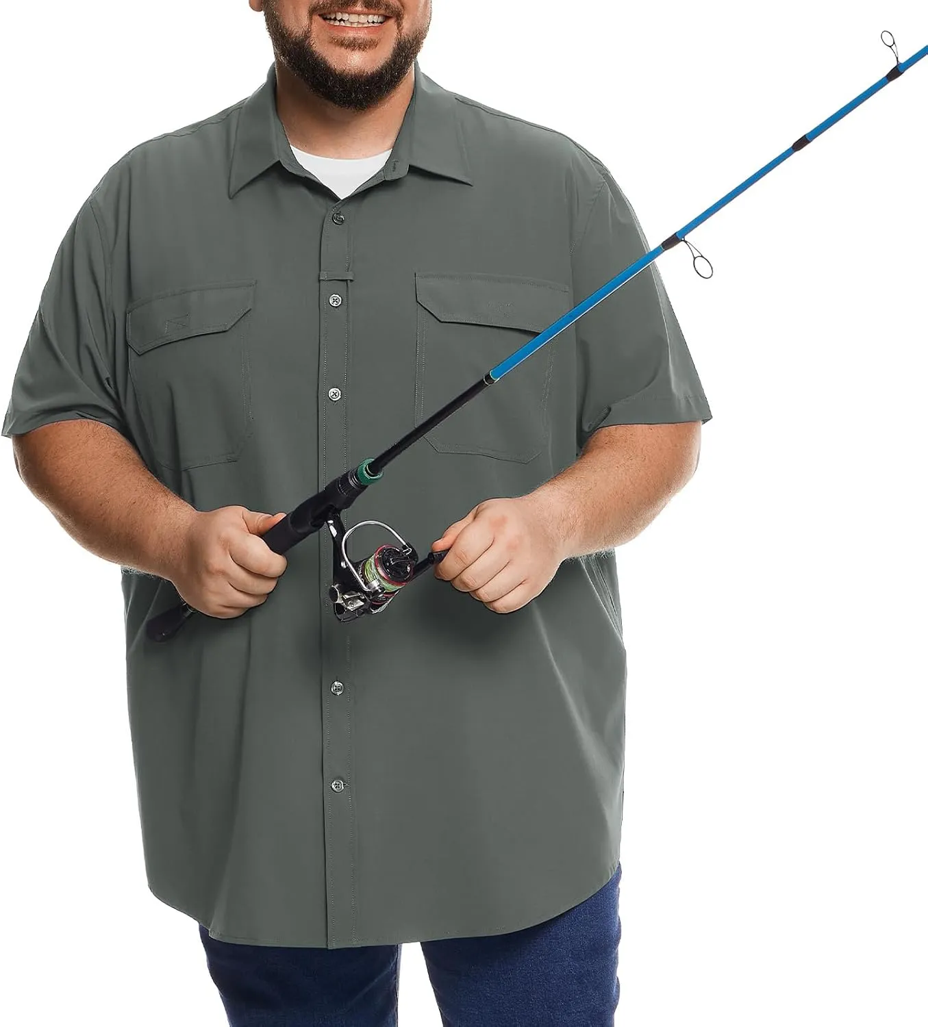 Big and Tall Mens Fishing Shirt UPF 50  Sun Protection Shirt SPF Quick Dry 2XL-6XL