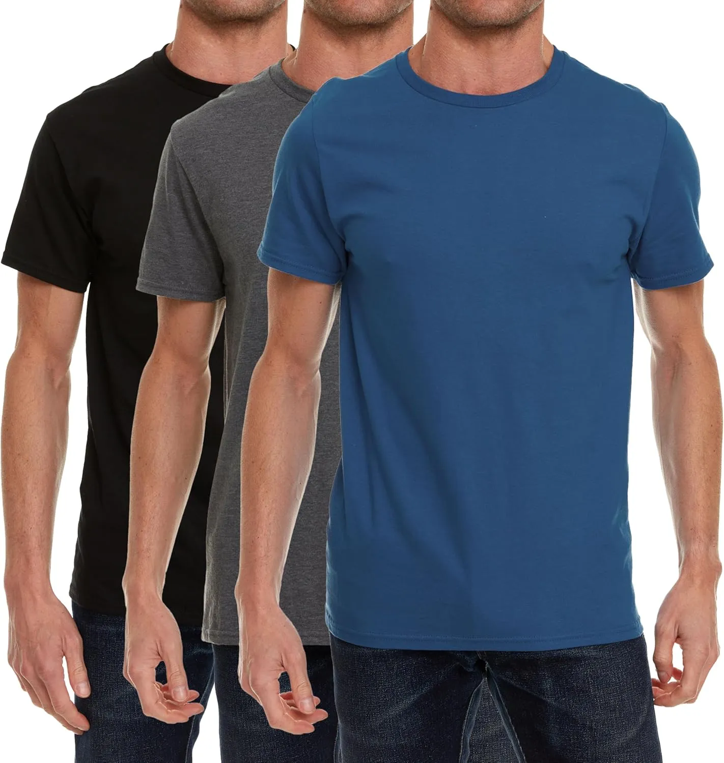 BILLIONHATS 12 Pack Plus Size Men's Cotton T-Shirt Bulk Big & Tall Short Sleeve Lightweight Premium Fitted Classic Tees