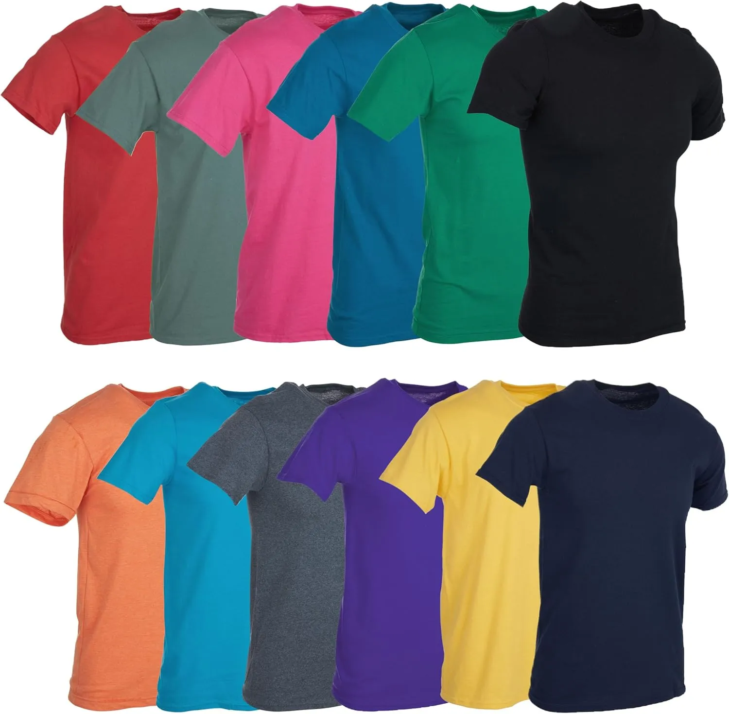 BILLIONHATS 12 Pack Plus Size Men's Cotton T-Shirt Bulk Big & Tall Short Sleeve Lightweight Premium Fitted Classic Tees