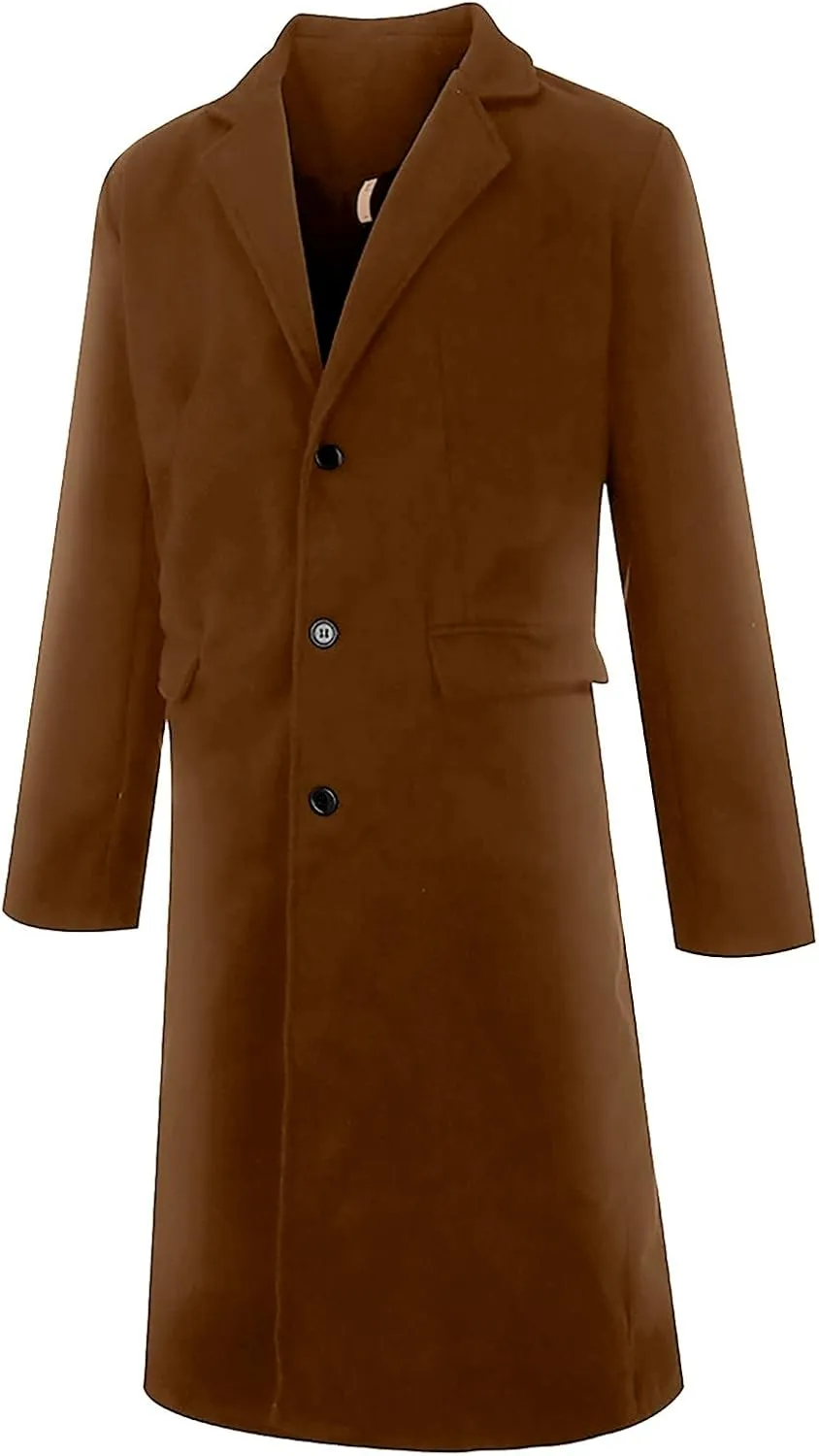 black trench coat Coat Lapel Collar Long Sleeve Padded Leather Jacket Vintage Thicken Coat men's wool jackets coats