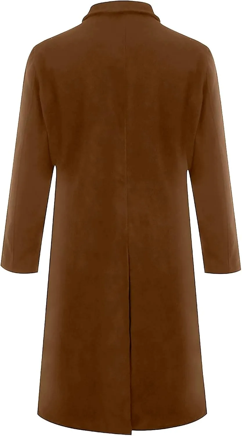 black trench coat Coat Lapel Collar Long Sleeve Padded Leather Jacket Vintage Thicken Coat men's wool jackets coats