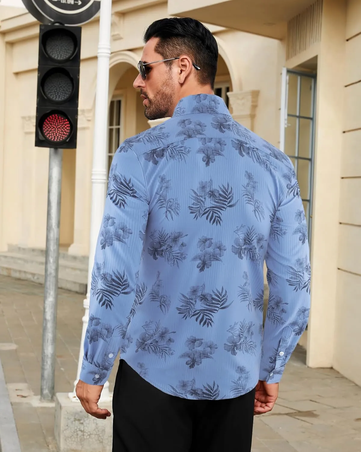 BOJIN Men's Dress Wrinkle-Free Stretch Long Sleeve Wedding Dating Business Casual Button Down Shirts with Pocket