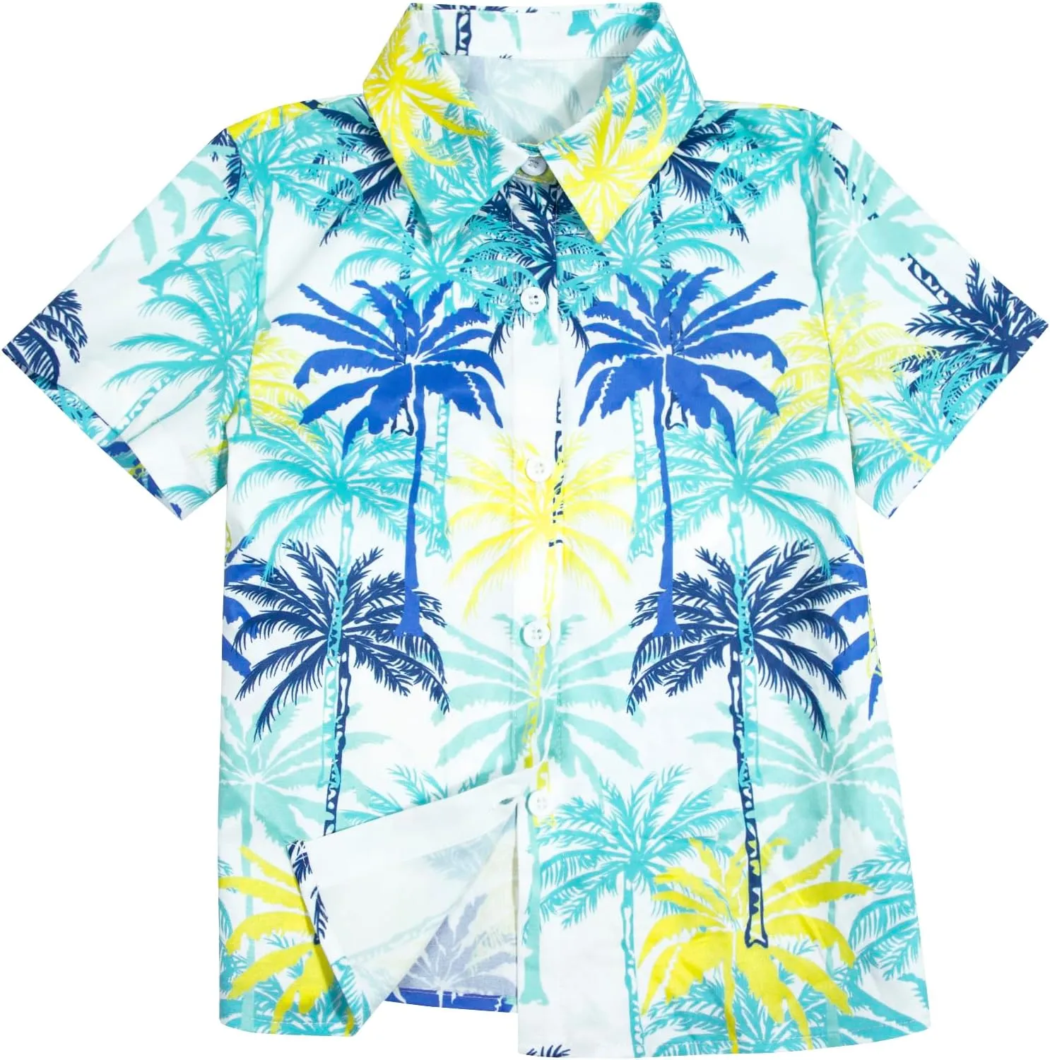Boys Hawaiian Shirt Short Sleeve Boys Button Down Shirt Beach Casual Summer Print Top T-Shirt for Kids 5-14 Years