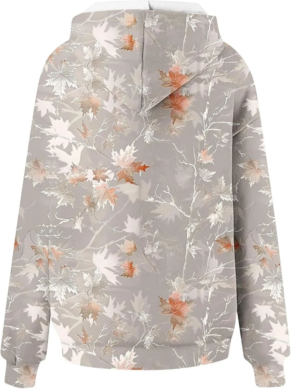 Camo Hoodie Womens Maple Leaf Print Oversized Sweatshirts Casual Pullover Shirts Long Sleeve Tops with Pockets