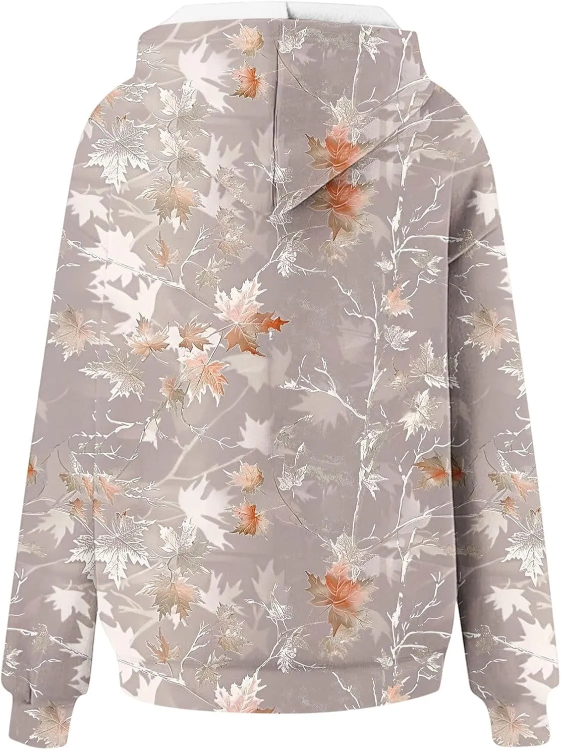Camo Hoodie Womens Maple Leaf Print Oversized Sweatshirts Casual Pullover Shirts Long Sleeve Tops with Pockets
