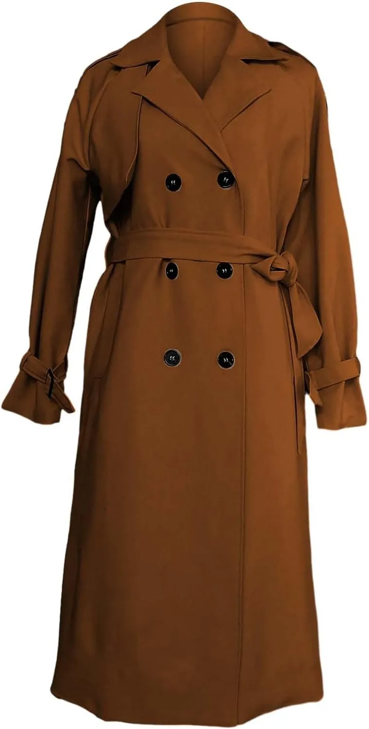 Casual Oversized Fashion Winter Coat Lapel Womens Long Outwear Women'S Coat Oversized Windproof Short Trench Coat