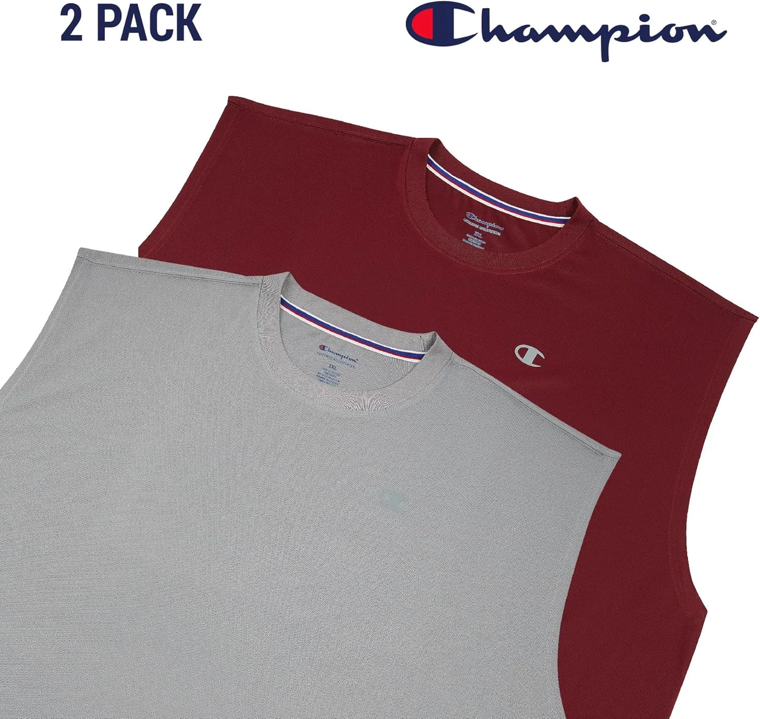 Champion Big and Tall Sleeveless Shirt for Men  2 Pack Performance Muscle Shirt