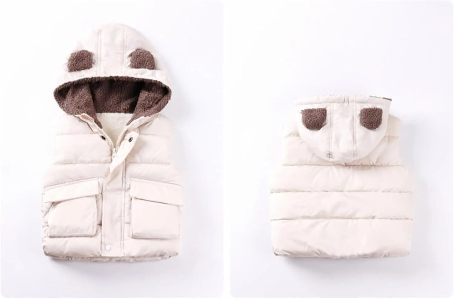 Coat Brand Boys And Girls Fall And Winter Bear Padded Hooded Vest Zipper Cotton Jacket Coats for Kid Girls