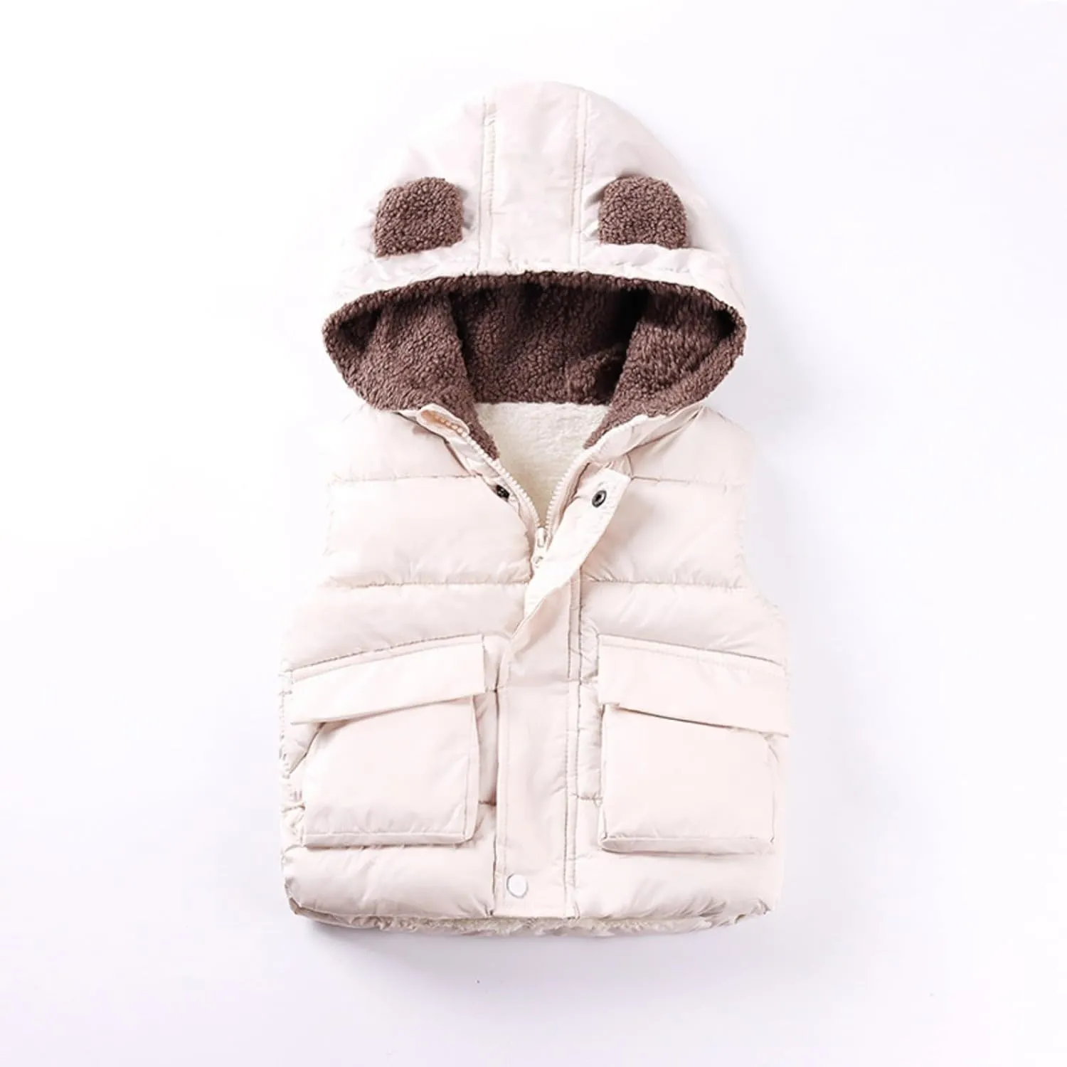 Coat Brand Boys And Girls Fall And Winter Bear Padded Hooded Vest Zipper Cotton Jacket Coats for Kid Girls