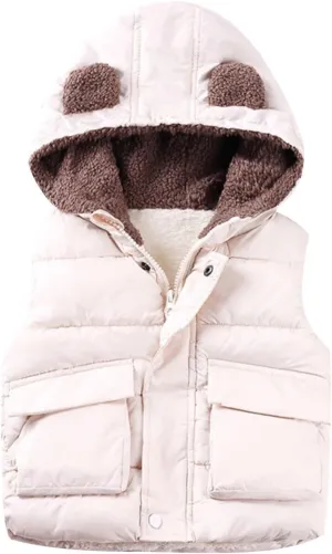 Coat Brand Boys And Girls Fall And Winter Bear Padded Hooded Vest Zipper Cotton Jacket Coats for Kid Girls
